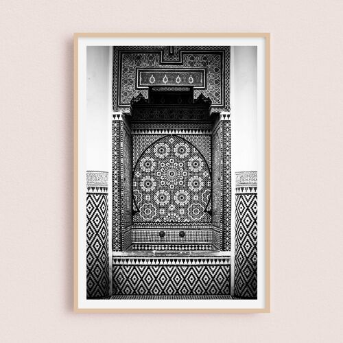Affiche / Photographie - Fontaine Noir et Blanc | Marrakech Maroc 30x40cm