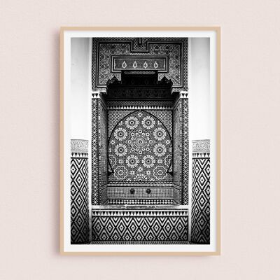 Póster / Fotografía - Fuente en blanco y negro | Marrakech Marruecos 30x40cm