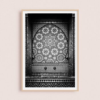 Affiche / Photographie - Zellige Noir et Blanc | Marrakech Maroc 30x40cm 1
