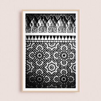Affiche / Photographie - Zellige Noir et Blanc | Marrakech Maroc 30x40cm 1