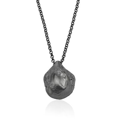 Silver and black rhodium magma pendant