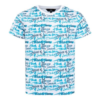 HOJ BLUE REPEATED PRINT SHORT SLEEVED T-SHIRT