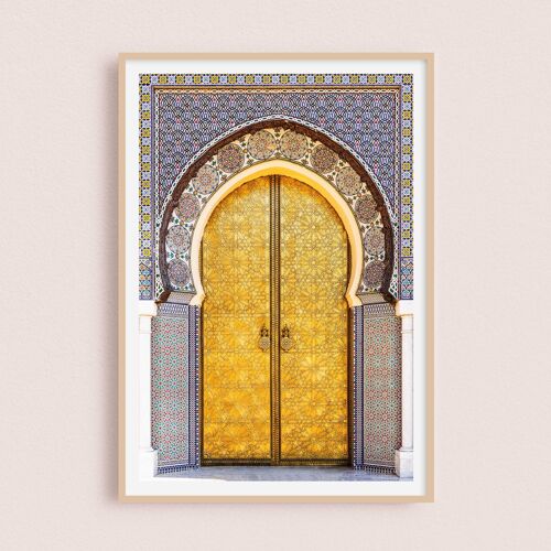 Affiche / Photographie - Porte dorée du Palais | Fès Maroc 30x40cm