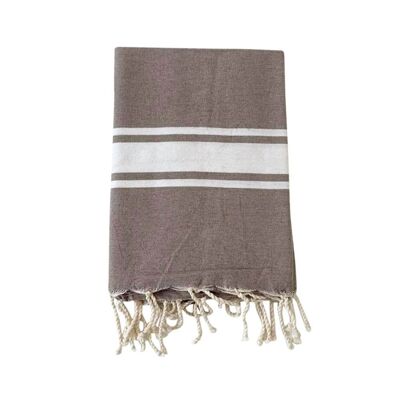 Fouta traditionnelle Kozo Taupe 200x200cm