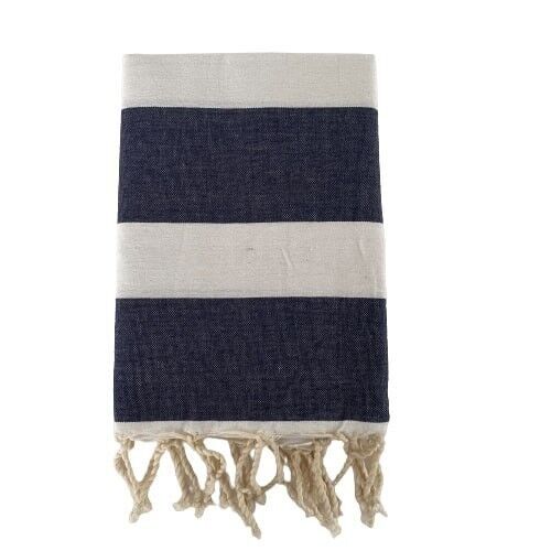 Fouta traditionnelle Transat Marine 100x200 coton tissé