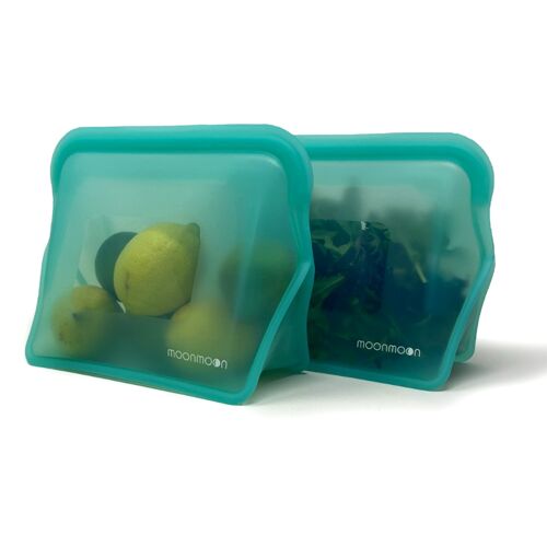 Reusable Silicone Bags | Extra Large Stand Up Freezer Bags | 2 Pack 1500ml Aqua