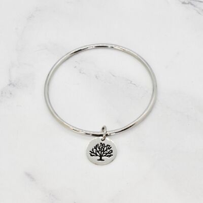 Engraved tree of life bangle 20mm steel