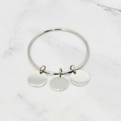 Bangle with 3 steel pendants