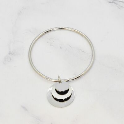 Bangle with 3 superimposed steel pendants