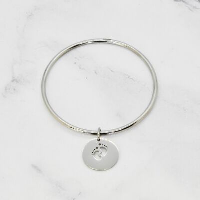 Steel baby feet tassel bangle