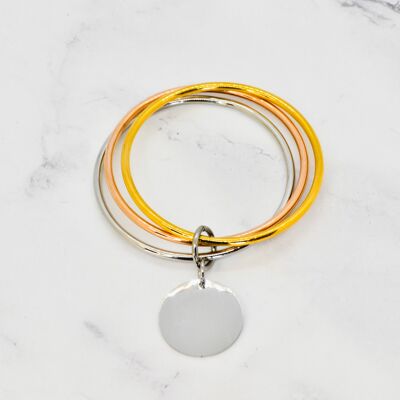 Trio Bangle nappa in acciaio tricolore 27mm