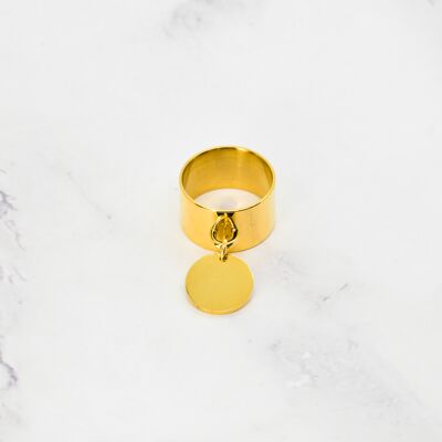 Ring 12 mm goldener Stahl + Quaste 15 mm goldener Stahl