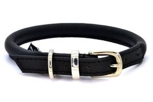D&H Rolled Leather Collar Dog in Traditional Colours