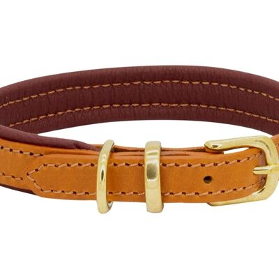 D&H gepolstertes Lederhalsband Hund in Herbst-Winter-Farben