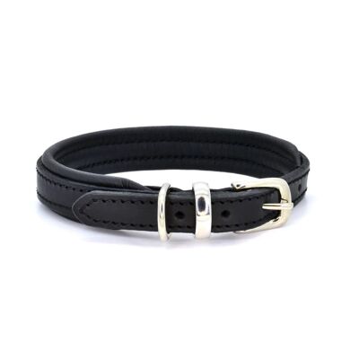 D&H Collier en cuir rembourré pour chien aux couleurs traditionnelles