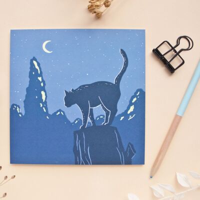 Postkarte | Katze in Sommernacht