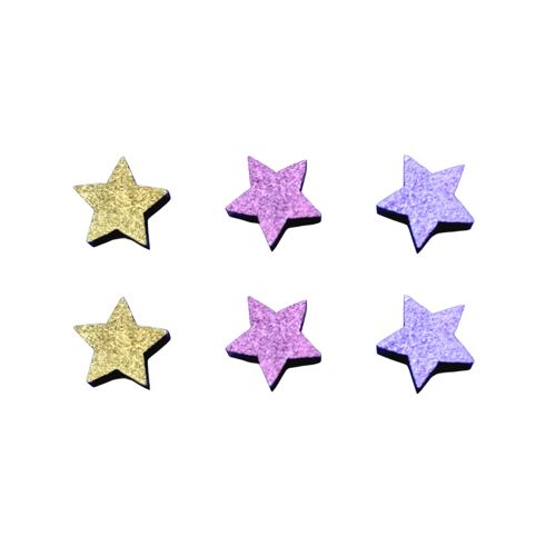 gold stud star earring set hand painted wooden jewellery