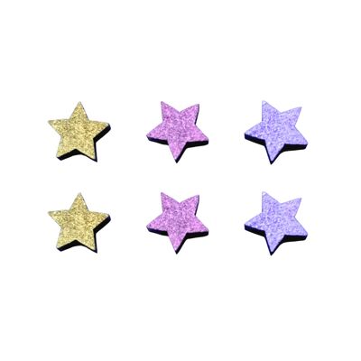 gold stud star earring set hand painted wooden jewellery
