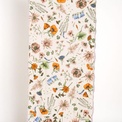 Floral-beige multi-position UPF50+ scarf