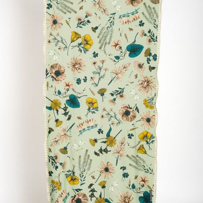 Floral-green multiposition UPF50+ scarf