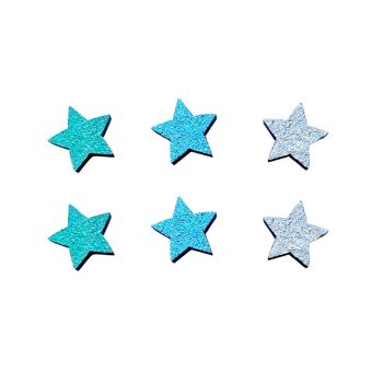 Ensemble de boucles d'oreilles clous étoile argentée, bijoux en bois peints à la main 2
