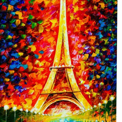 Art Eiffel Tower Paris Canvas Pictures Wall Pictures - Portrait Format - 40 x 30 cm