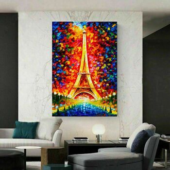 Art Tour Eiffel Tableaux sur Toile Paris - Format Portrait - 120 x 80 cm 3