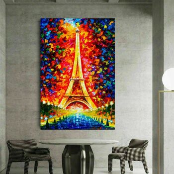Art Tour Eiffel Tableaux sur Toile Paris - Format Portrait - 120 x 80 cm 4