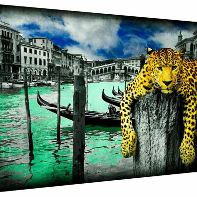 Lienzo tigre paisaje animales cuadros cuadros de pared formato apaisado XXL - 120 x 80 cm