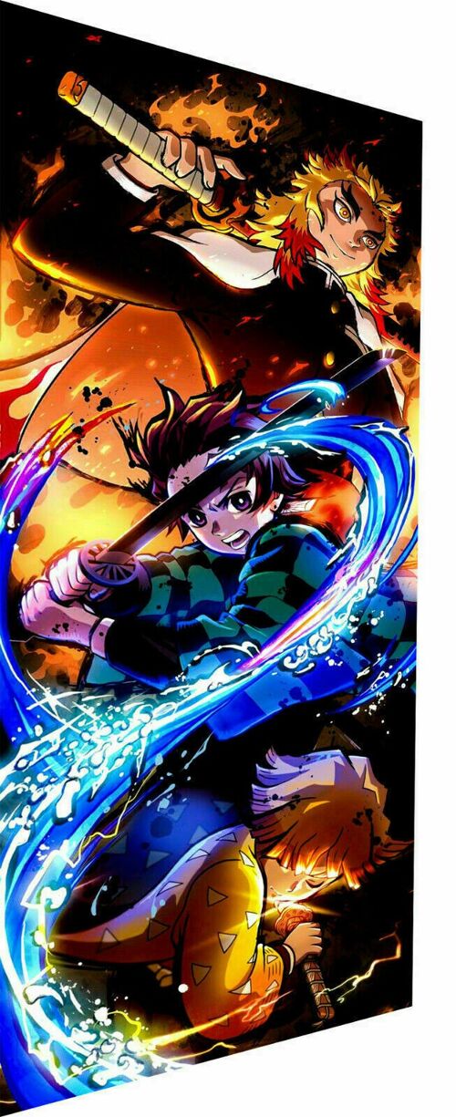 Anime Demon Slayer Leinwand Bilder Wandbilder  - Hochformat - 60 x 40 cm