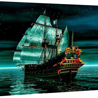 Cuadros murales lienzo capitán barco pirata formato XXL apaisado - 180 x 90 cm