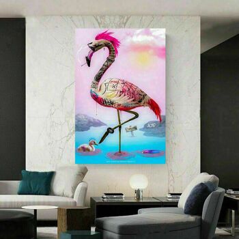 Toile Abstraite Flamingo Animal Pictures Wall Pictures XXL - format portrait - 40 x 30 cm 3
