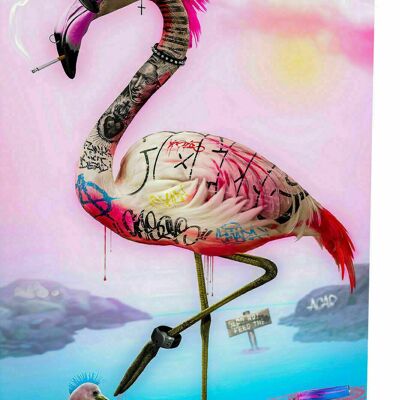 Leinwand Abstrakt Flamingo Tiere Bilder Wandbilder  XXL - Hochformat - 60 x 40 cm