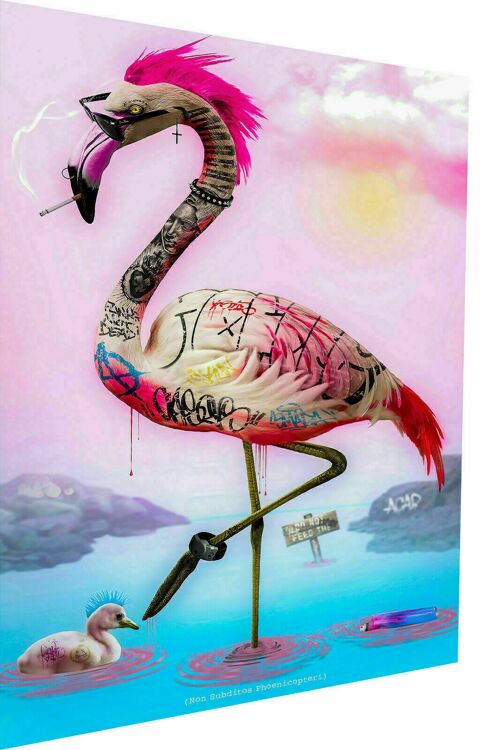 Leinwand Abstrakt Flamingo Tiere Bilder Wandbilder  XXL - Hochformat - 100 x 75 cm