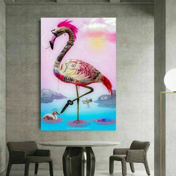 Toile Abstraite Flamingo Animal Pictures Wall Pictures XXL - format portrait - 120 x 80 cm 4