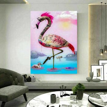 Toile Abstraite Flamingo Animal Pictures Wall Pictures XXL - format portrait - 120 x 80 cm 5