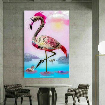 Toile Abstraite Flamingo Animal Pictures Wall Pictures XXL - format portrait - 120 x 90 cm 4