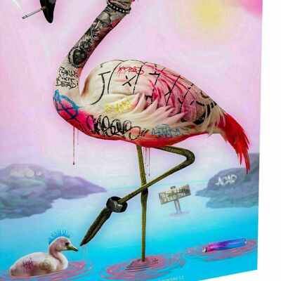Leinwand Abstrakt Flamingo Tiere Bilder Wandbilder  XXL - Hochformat - 150 x 100 cm