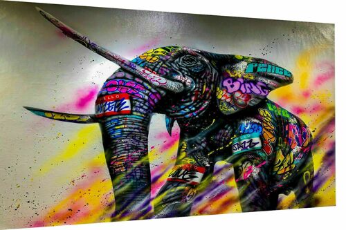 Leinwand Abstrakt Elefant Tiere Bilder Wandbilder  XXL- Querformat - 100 x 75 cm