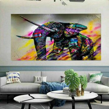 Tableaux abstraits sur toile animaux éléphants tableaux muraux XXL format paysage 100 x 75 cm 5