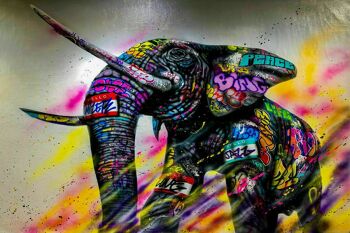 Toile abstraite éléphant animaux photos murales XXL - format paysage - 150 x 100 cm 2
