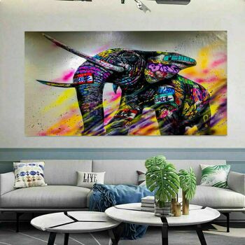 Toile abstraite éléphant animaux photos murales XXL - format paysage - 80 x 60 cm 5