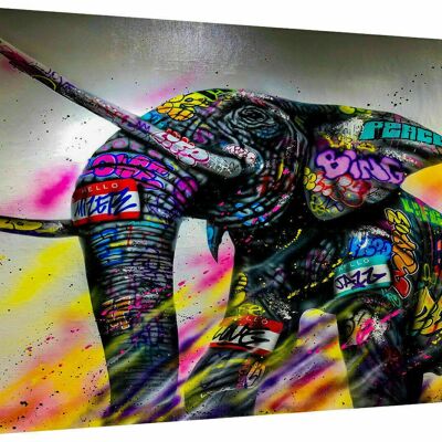 Canvas abstract elephant animals pictures wall pictures XXL - landscape format - 160 x 120 cm
