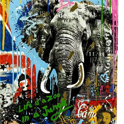 Tela pop art elefanti animali quadri quadri murali XXL - formato verticale - 160 x 120 cm