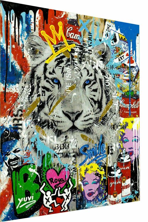 Leinwand Pop Art Tiger Tiere Bilder Wandbilder  XXL- Hochformat - 60 x 40 cm