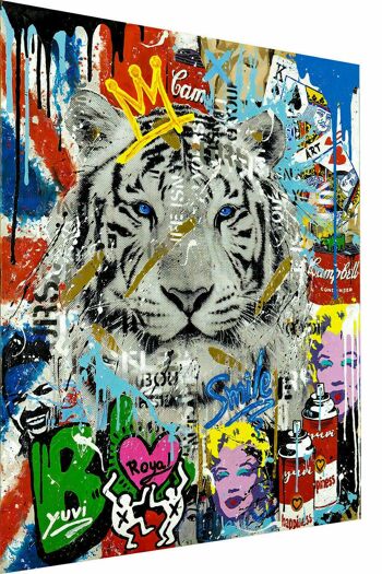 Toile pop art tigre animaux tableaux tableaux muraux XXL - format portrait - 60 x 40 cm 1