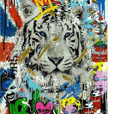 Lienzo pop art tigre animales cuadros cuadros de pared XXL - formato retrato - 120 x 80 cm