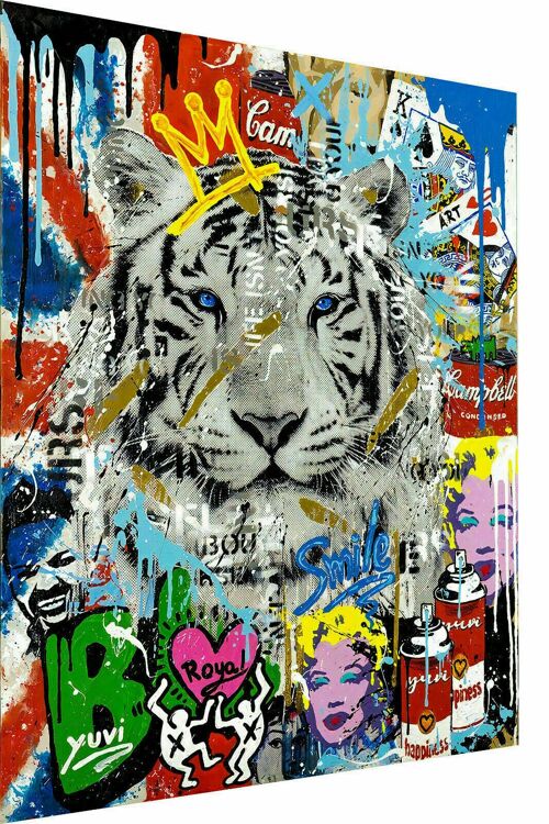 Leinwand Pop Art Tiger Tiere Bilder Wandbilder  XXL- Hochformat - 150 x 100 cm