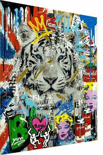 Toile pop art tigre animaux tableaux tableaux muraux XXL - format portrait - 150 x 100 cm 1