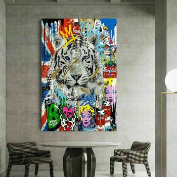 Toile pop art tigre animaux tableaux tableaux muraux XXL - format portrait - 150 x 100 cm 5